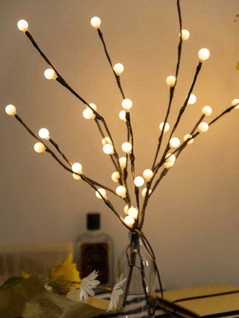 1pc 20 Lights 54CM Tall Artificial Branch Ball Lamp, Battery Powered Decorative Sphere Light For Home, Bedroom, Party, Valentine's Day, Christmas - Warm Color