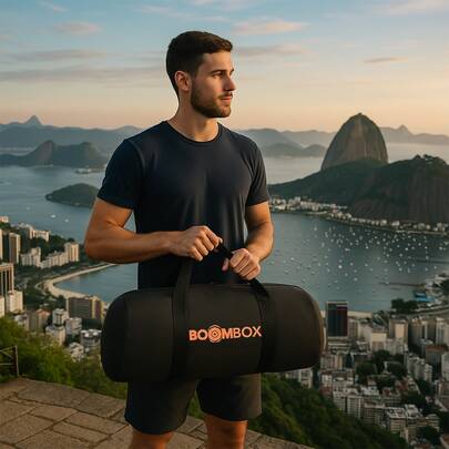 Capa Para Boombox Cilíndrica Compacta C/ Reforço Anti Impacto Design Leve Estilosa