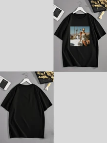 Customizable Plus Size Men's T-Shirt, Personalize With Photo/Logo, Plus Size Loose Summer T-Shirt, Upload Friends/Selfie/Family/Logo/Pet Photos, Customize For Birthday/Father's Day/Valentine's Day, Team/Outdoor Uniforms, Personalized Graphic Crew Neck Plus Size Casual Tee, Holiday/Birthday Gift, Plus Size Summer Top