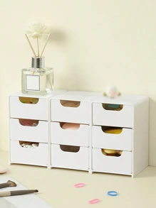 Mini organizer portatile con 3 cassetti, unità di archiviazione da scrivania per gioielli, cosmetici, forniture per hobby, ideale per uffici, hobby e accessori fatti a mano.