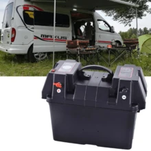 NetHong Large Electronics Battery Box 12V Leisure Power With Dual USB Sockets Monitor - Black - View 4