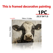 1 件复古农舍奶牛帆布艺术、墙面装饰、客厅、卧室和节日装饰中的奶牛装饰、墙壁艺术、海报 - 帆布材料（可选框架） - 多色 - 查看 5
