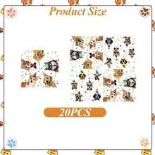 10/20 件小狗主题生日派对餐具套装，可爱小狗图案设计 7/9 英寸纸盘和餐巾，适合野餐、家庭聚会、宠物活动，足够 10 人使用派对用品 - 彩色 - 查看 8