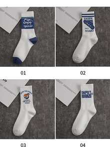 4/8 双男士蓝白中筒袜，时尚情侣篮球袜，情人节礼物袜，适合所有季节的中筒袜，秋季