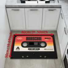 1pc Vintage Cassette Tape Pattern Anti-Slip Silicone Mud Rectangular 3D Printed Carpet, Polyester, Suitable For Entryway, Living Room, Kitchen, Bedroom, Hallway, Bathroom, Laundry Room - Indoor Outdoor Home Decor - Multicolor - View 16