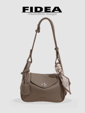 Fashionable Women Shoulder Diagonal Bucket Bag, Simple Stylish Solid Color PU Leather Texture Design, Scarf Wrapped Handle, Personalized Strap Decoration Hardware, Large Capacity Versatile Tote Bag Suitable For Travel, Shopping, Dating, Commuting