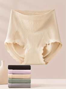 5pcs Women Comfortable Seamless High Waist Underwear, Tummy Control Butt Lifter Panties, High Waist High Elasticity Abdomen Control Shapewear