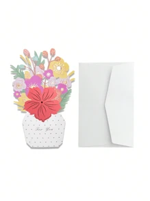 1pc Beautiful Flower Greeting Card, Stylish Mother's Day Greeting Card, Surprise Gift To Express Gratitude And Love To Mom (With Envelope)