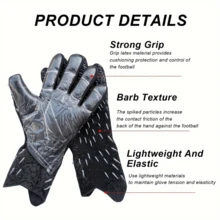 Goalkeeper Gloves With Strong Grip, Football Goalkeeper Gloves With Finger Protection, Durable And Injury Prevention Goalkeeper Gloves - Black - Black - View 7