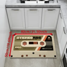 1pc Vintage Cassette Tape Pattern Anti-Slip Silicone Mud Rectangular 3D Printed Carpet, Polyester, Suitable For Entryway, Living Room, Kitchen, Bedroom, Hallway, Bathroom, Laundry Room - Indoor Outdoor Home Decor - Multicolor - View 20