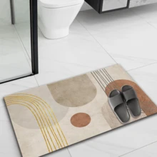 1pc Modern Abstract Art Pattern Printed Non-Slip Diatom Mud Carpet, 3D Printed Rectangular, Suitable For Doorway, Living Room, Kitchen, Bedroom, Hallway, Bathroom, Laundry Room - Polyester Carpet, Suitable For Indoor And Outdoor Home Decor - Multicolor - View 3