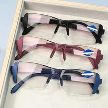 Dual-Use Reading Glasses Frameless Cut Edge Presbyopia Glasses For Elderly Women Eyeglasses+1.0-+4.0 - White - View 1