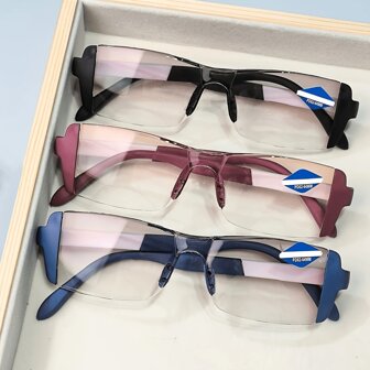 Lunettes de lecture à double usage, sans monture, à bords coupés, lunettes de presbytie pour personnes âgées, anti-lumière bleue, lunettes pour femmes +1.0-+4.0