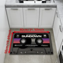 1pc Vintage Cassette Tape Pattern Anti-Slip Silicone Mud Rectangular 3D Printed Carpet, Polyester, Suitable For Entryway, Living Room, Kitchen, Bedroom, Hallway, Bathroom, Laundry Room - Indoor Outdoor Home Decor - Multicolor - View 24