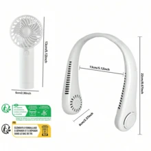 AOYI Portable Neck Fan & Hand Fan Kit, Rechargeable Wearable Personal USB Necklace Fan, Mini Handheld Fan 3-Speed, Essential For Summer Cooling, Suitable For Travel, Office, Home, Outdoor, Sports, Beach, Travel, Random Charging Port - Set - View 11