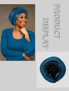 Tied African Hats Auto Gele African Head Wraps Church Turban For Women - A - View 5