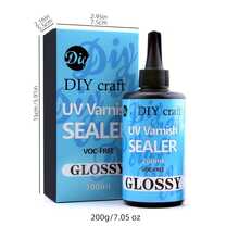 UV Varnish Sealer- UV Resin Glue Art Varnish,UV Resin Clear Sealant,All-In-One Sealant UV Resin + One Empty Brush Bottle(100ml/200ml)