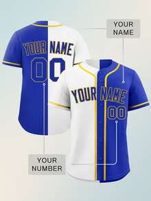 Customized Name And Number Men's Embroidery Baseball Jersey White Blue V-Neck Personalized Short Sleeve Button Down Shirts Party Games Training Sports Tops S-Xxl