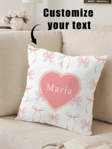 1 Peça Fronha Personalizada DIY com Nome, Padrão em Forma de Coração Personalizado, Fronha de Face Única, Adequada para Casamento, Aniversário, Dia dos Namorados, Pedido de Casamento, Encontro de Casais, Presente para Marido e Esposa, Lavável, Aconchegante, Personalizado, Único, Presente Ideal Personalizado para Namorado, Namorada, Marido, Esposa, Aniversário, Respirável, Leve, Macio, Lavável para Sala de Estar