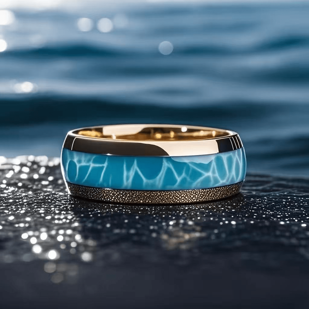 Beautiful And Luxurious Blue And White Motifs Embellished With Stainless Steel Men's Wedding Engagement Ring, The Best Holiday Gift For A Loved One