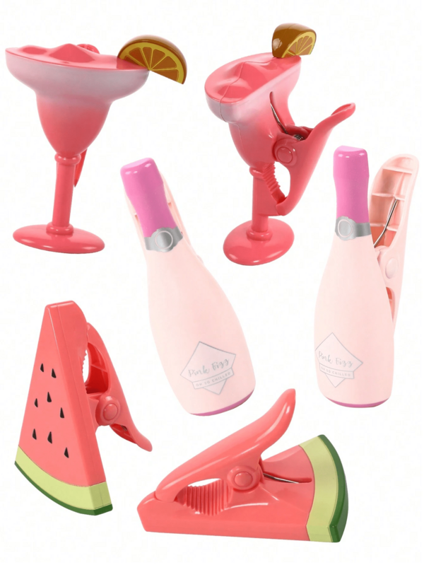 1 pieza Pinza para toalla de playa, apta para silla de playa, patio, piscina, sostiene gafas de sol de dibujos animados, vaso de cóctel, toalla, pinza decorativa para el hogar (estilo lindo)