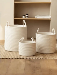 1个带提手的可折叠编织洗衣篮,多功能大容量储物篮,有黄色和白色可选,适合存放衣物、毯子、玩具、节日用品、家居装饰品,适用于洗衣房、浴室、卧室、客厅、走廊等场所。 - 彩色 - 查看 8