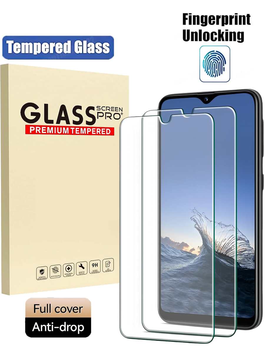 2 片钢化玻璃屏幕保护膜适用于三星 Galaxy，9H 硬度 [防刮] [无气泡] 高清透明钢化玻璃膜