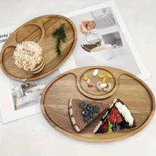 1pc Japanese Style Snack Plate Creative Small Wooden Tray - Ideal For Breakfast, Cake, Dinner, Sushi, Snacks And Fruit, Home Decor And Kitchen Storage - Brown - View 4