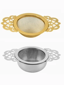 1pc Golden And Silver Stainless Steel Tea Strainers! These Stylish Tea Filters Are Amust -Have For Tea Lovers. Use Them At Home To Brew A Perfect Cup Of Loose -Leaf Tea, Or Take Them To The Office For Refreshing Break. Back To School