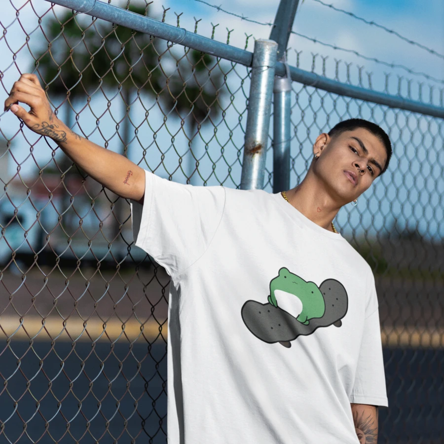 Playera Para Caballero 1pz | Estampado Rana | Patineta | Skateboarding | Corte recto | Estampado DTF |Casual | Playera Con Corte Recto | Algodón | - Blanco - Ver 1