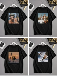 Customizable Plus Size Men's T-Shirt, Personalize With Photo/Logo, Plus Size Loose Summer T-Shirt, Upload Friends/Selfie/Family/Logo/Pet Photos, Customize For Birthday/Father's Day/Valentine's Day, Team/Outdoor Uniforms, Personalized Graphic Crew Neck Plus Size Casual Tee, Holiday/Birthday Gift, Plus Size Summer Top
