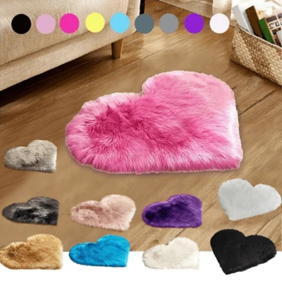 Tapete Corazón Peludo Peluche 60x50cm Colores antideslizante