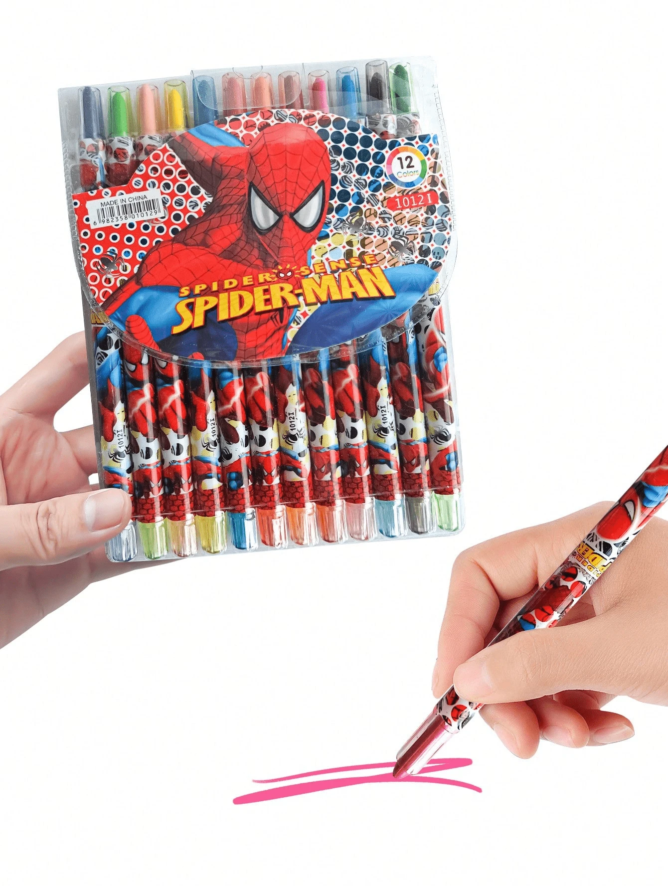 Juego De 12 Lápices De Colores Multicolor Jumbo - Mina Gruesa De 0.5 Cm, Madera Negra, Largos 17.5 Cm