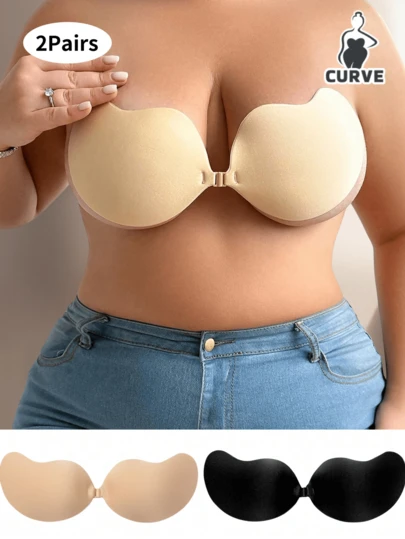 2pcs/1pc Classic Mango Shaped Self-Adhesive Bra Cups, Plus Size Bra (C-G Cup)