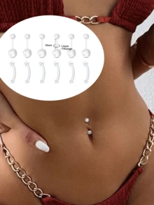 CIZME 6 件 14G 10 毫米 UV 肚脐环，肚脐穿孔首饰，Y2K 肚脐杠铃穿孔肚脐杠铃身体首饰肚脐环，透明粉色肚脐环，适合女性日常佩戴