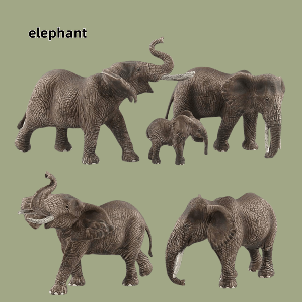 Modelo de animal realista de Elefantes (Elefante Africano, Mamut Lanudo, Mamut Lanudo, Mamut Colombiano, Elefante de Arbusto Africano, Elefante Asiático, Mamut Enano) Decoración de escritorio, regalo pequeño de oficina, coleccionable