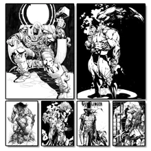 1pc/3PCS Wall Arts Posters Superhero Black And White Illustration Black And White Art Handsome Suitable For Residential And Dormitory Walls, Living Room And Bar Decoration, Dining Room Or Bathroom, Room Decoration, High Quality Without Frame, Indoor/Outdoor Canvas Art, Frameless/Framed ,Wall Art With Frame