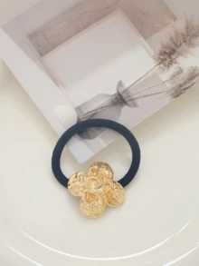 1pc/6pcs High-End Asymmetrical Grooved Metal Hair Ties - Gold - View 10