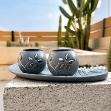 1 Pezzo Set di porta candele in legno a forma di foglia, porta candele da tè, ciotola decorativa in legno con porta candele da tè e pietre decorative per creare un'atmosfera accogliente, porta candele a colonna in legno, regalo per matrimonio, anniversario, festa della mamma, decorazione per feste, regalo per la casa nuova, San Valentino, decorazione da tavolo per il salotto, decorazioni per il camino in salotto, decorazione da tavolo rustica e vintage, accessori per il salotto, centrotavola natalizio
