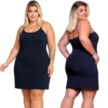 Anagua Dress Safety Comfort Protection Nightgown Thin Strap Plus Size Second Skin Combination Basic - Black - View 2