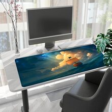 1 pieza Alfombrilla de ratón con barco vikingo, arte fantástico, accesorios para escritorio de oficina, gran tapete de escritorio con borde cosido y base de goma antideslizante para decoración del hogar y la oficina, 35.4x15.7 pulgadas, regalo perfecto para hombres, mujeres y amigos