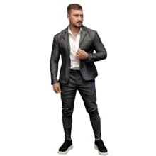Men's Set Blazer Pants Slim Suit Formal Fashion - 灰色 - 查看 8
