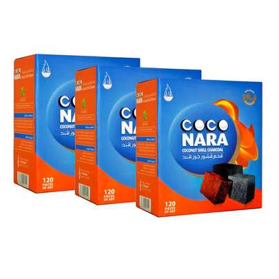 3x Coco Nara Hookah Natural Charcoals 120 Count Premium Lighting Coal CocoNARA