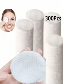 1200/900/600/300/150/75 椭圆形洁面棉，适用于面部，高品质卸妆棉，低过敏性无衬里圆形，适合所有肤质一次性美容湿巾，无纺布洁面湿巾，女士化妆必需品