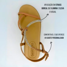 Women's Papete With Metallic Straps Beira Rio Comfortable Casual Everyday - 米色 - 查看 5