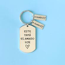 Personalized Father's Day Gift Present Keyring,This Daddy Is Loved By Keychain,Stainless Steel Keyring Engraving Spanish Charms - Multicolor - View 10