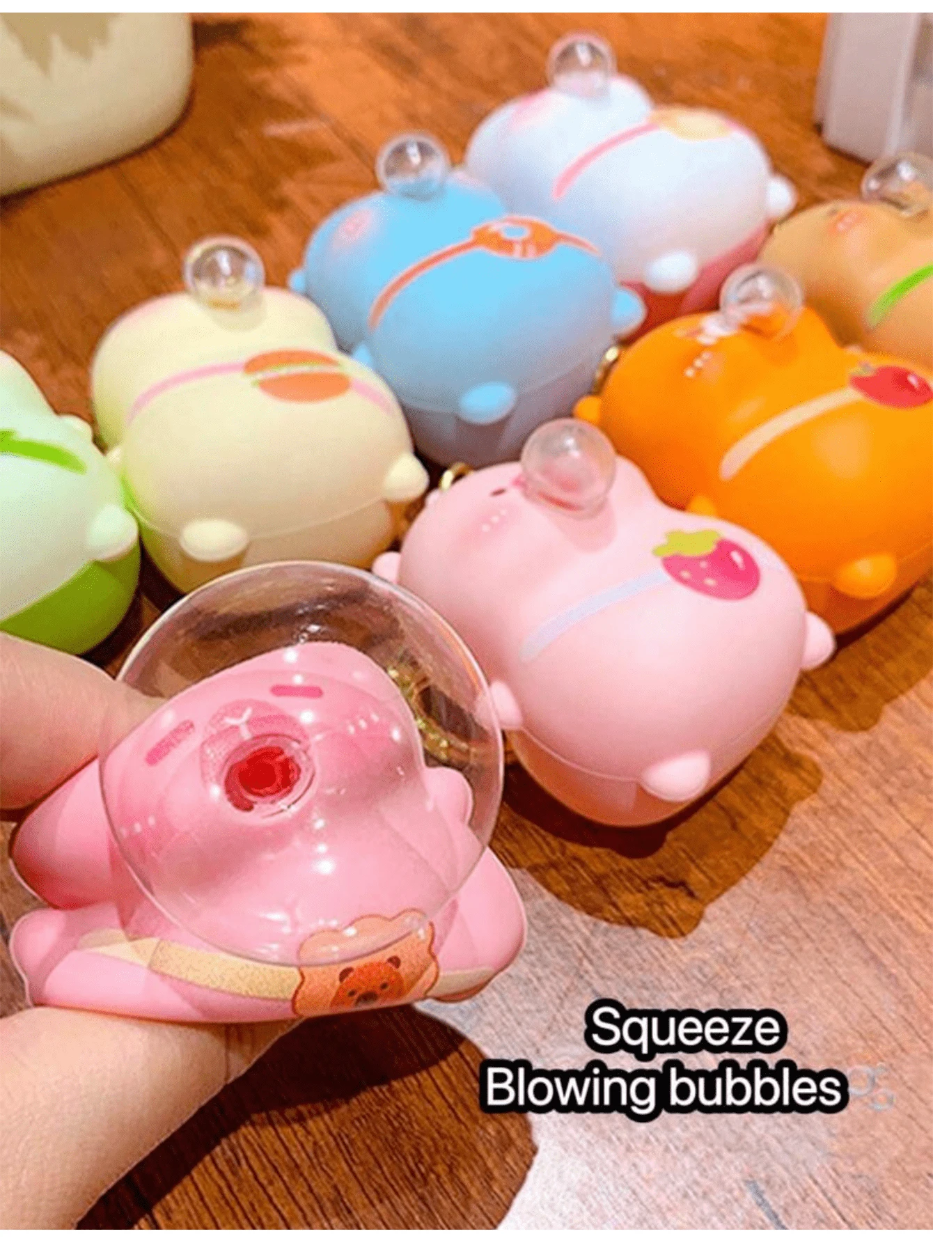 Random Color Bubble Blowing Squeezing Key Chain, Backpack Hanger, Couple Bag Accessory, Cute Piggy Hanger, Small Gift - Multicolor - View 1