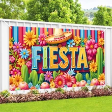 1pc FIESTA Polyester Party Banner Flag, Cinco De Mayo Celebration Banner, Suitable For Home, Garden, Studio, Outdoor Celebrations, Holiday Photo Backdrop, Mexican Party Decoration Birthday Decorations Tapestry Room Decor Party Decorations