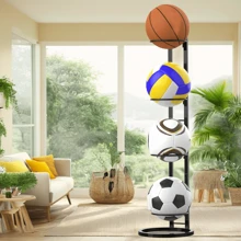 Mobile Floor-Standing Four-Layer Basketball Storage Rack, Simple Home Football Volleyball Finishing Storage Basket,  Ball Storage Rack