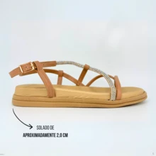 Women's Papete With Metallic Straps Beira Rio Comfortable Casual Everyday - 米色 - 查看 3